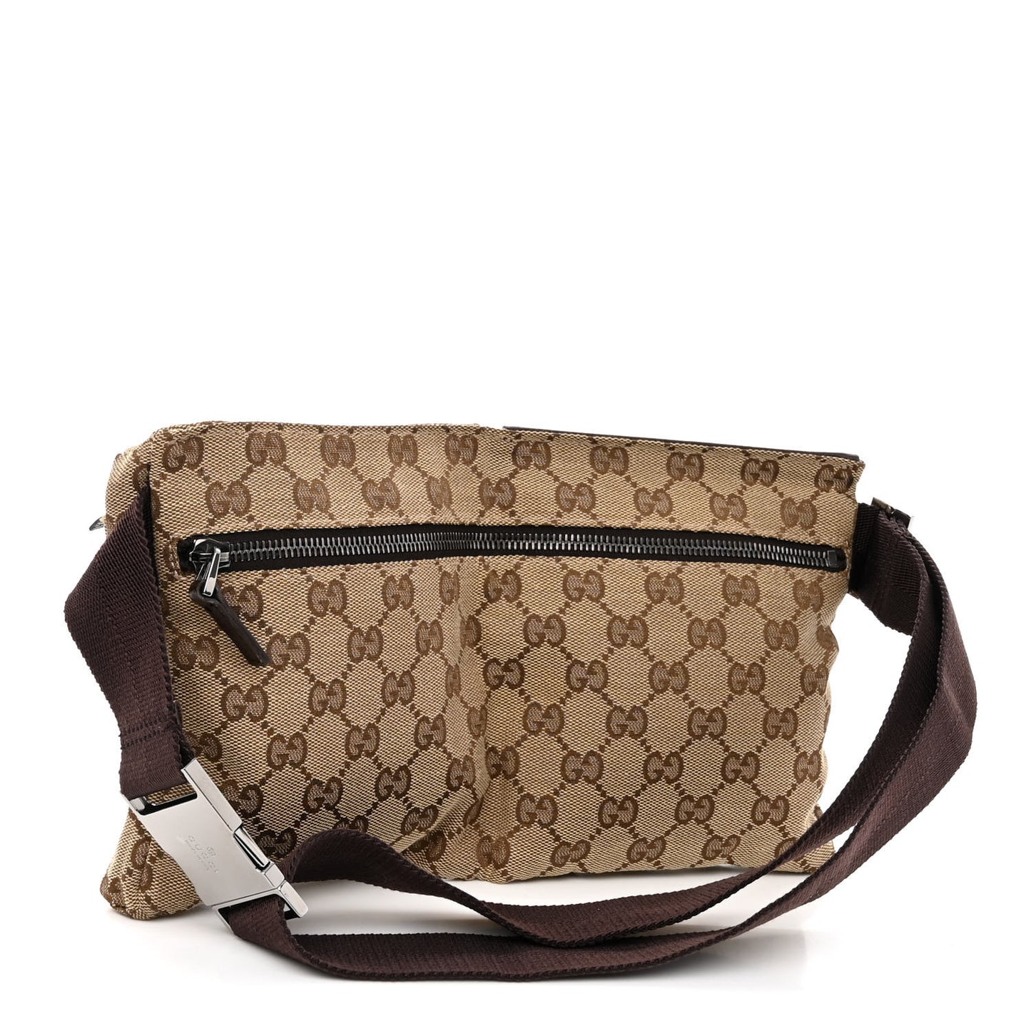Monogram Double Pocket Belt Bag Dark Brown