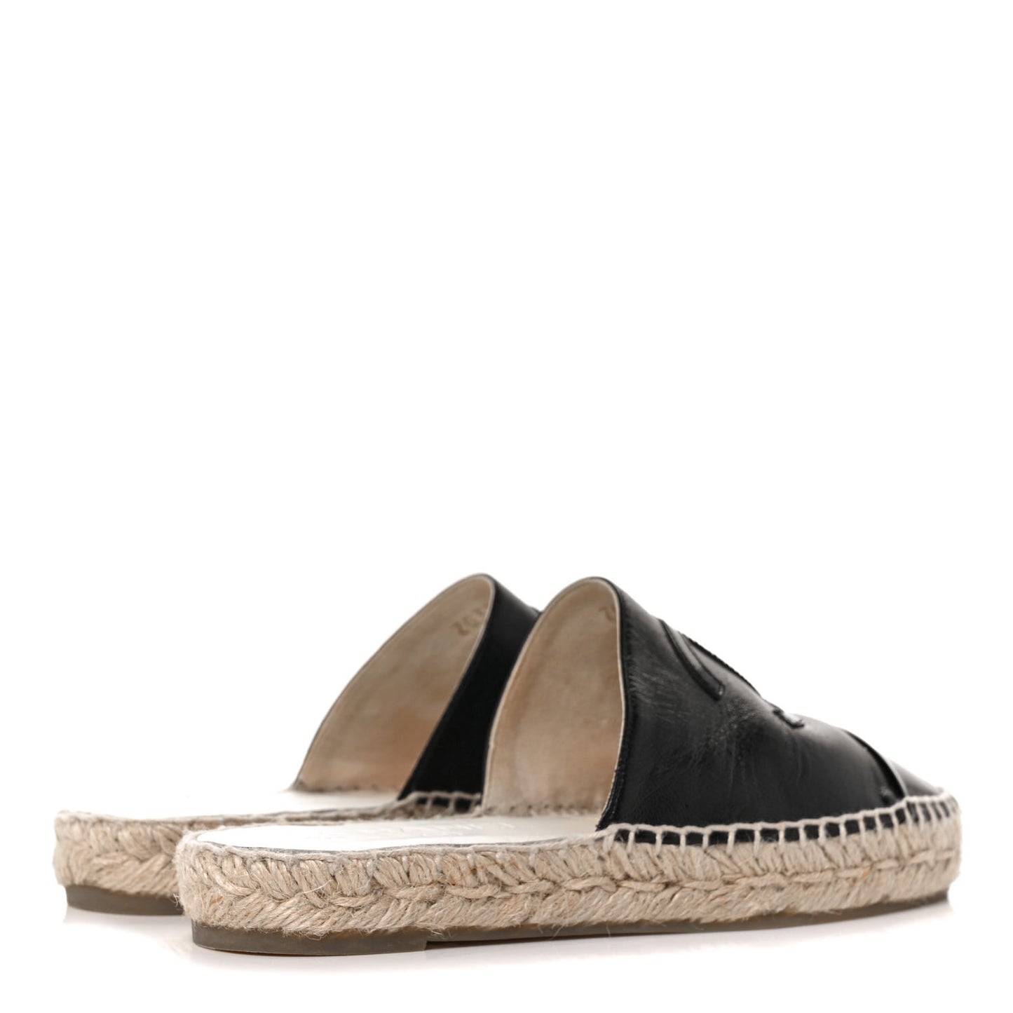 Iridescent Goatskin Patent CC Espadrille Mules 35 Black