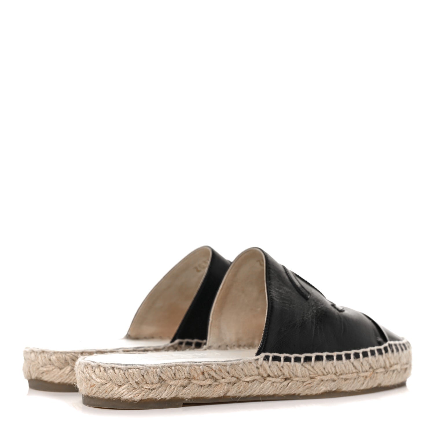 Chanel Iridescent Goatskin Patent CC Espadrille Mules 35 Black 4 of 8