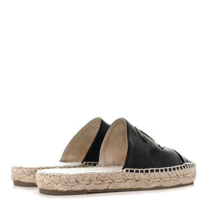 Chanel Iridescent Goatskin Patent CC Espadrille Mules 35 Black 4 of 8