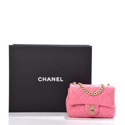 Chanel Lambskin Resin Quilted Mini Pearl Samba Square Flap Pink 10 of 10