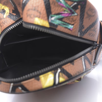 MCM Visetos Calfskin Motif Rombi Lion Printed Small Backpack Cognac 4 of 10