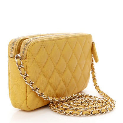 Chanel Caviar Quilted Small Clutch With Chain Yellow 3 of 12