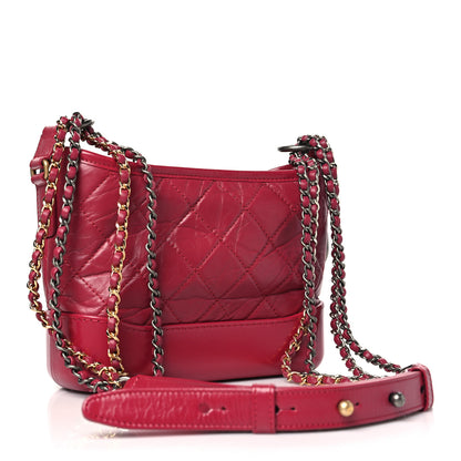Chanel Aged Calfskin Quilted Small Gabrielle Hobo Dark Fuchsia 3 of 10