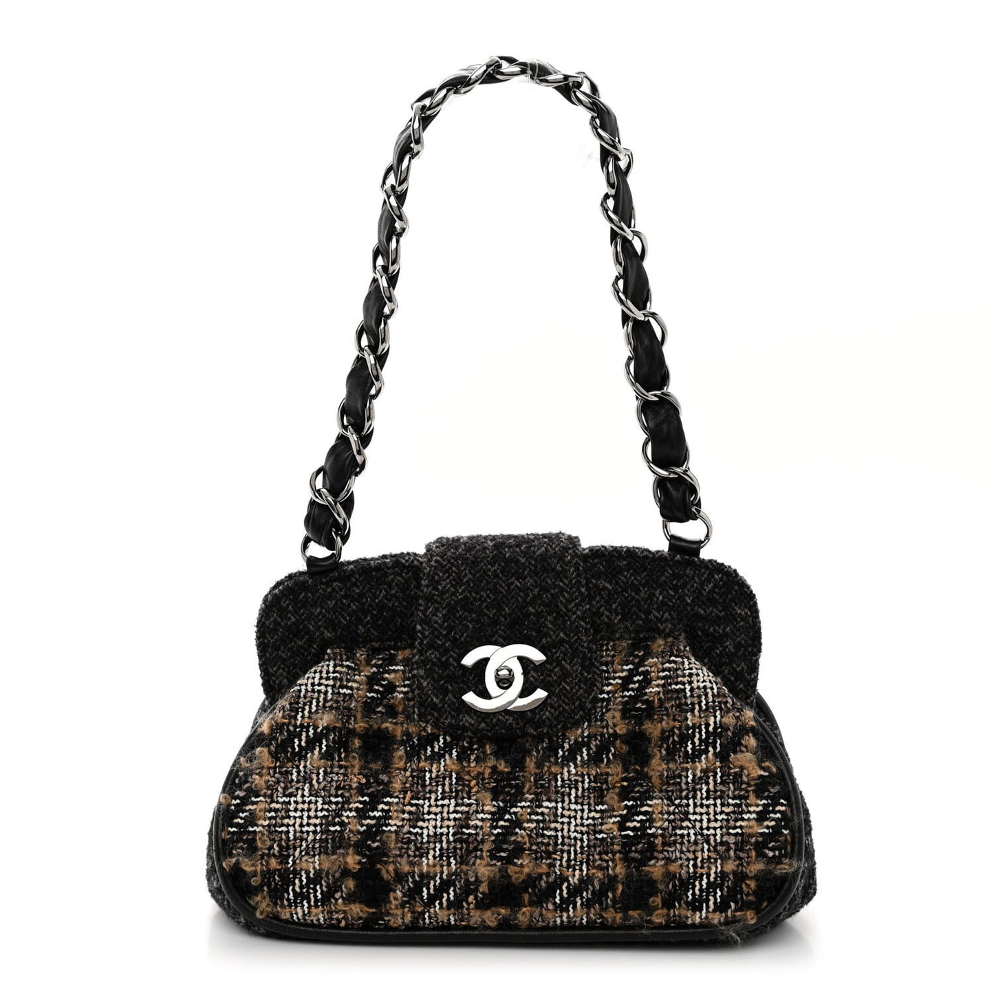 Wool Tweed Frame Bag Grey Multicolor