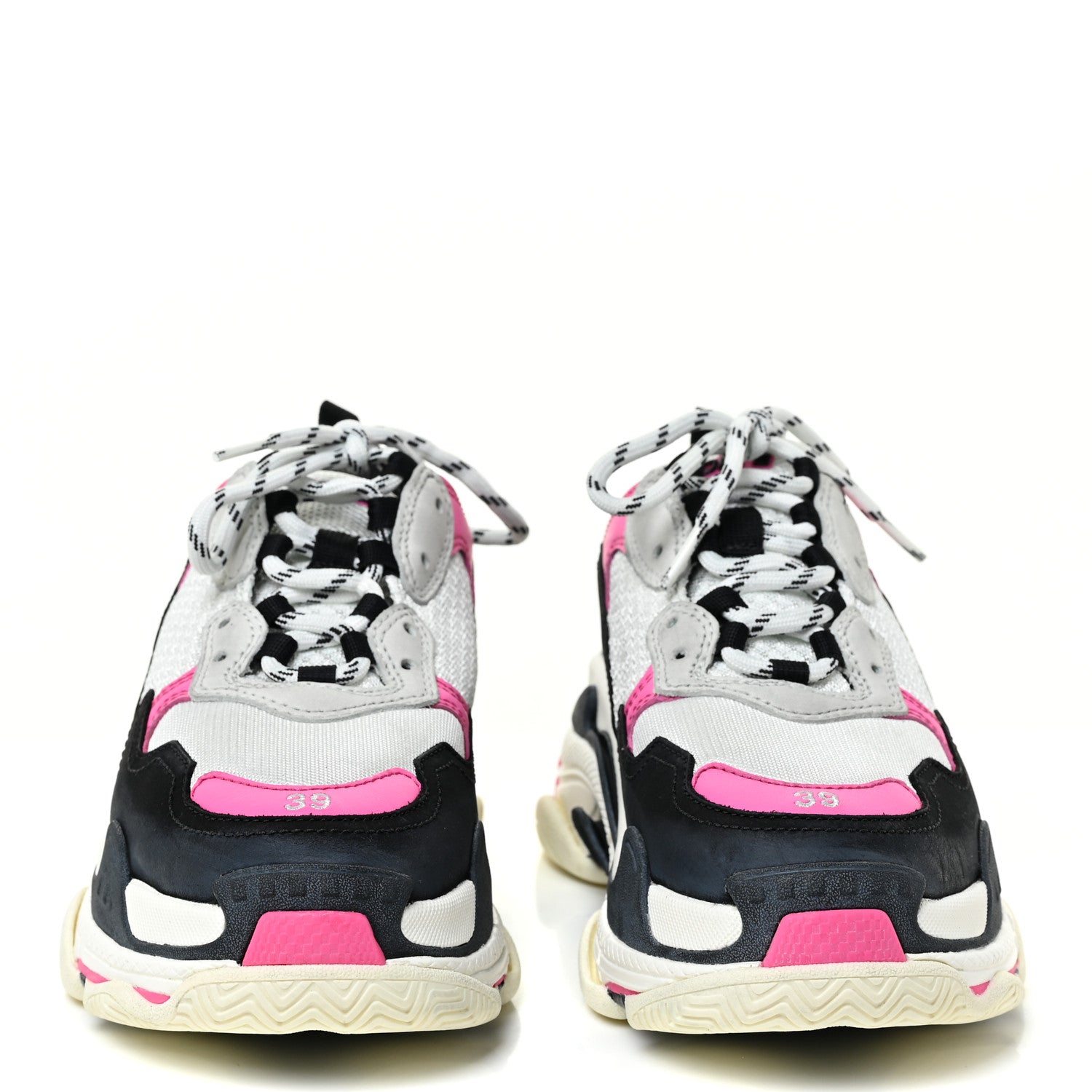 Balenciaga Fabric Mesh Womens Triple S Sneakers 39 Fluo Pink Grey White 2 of 22