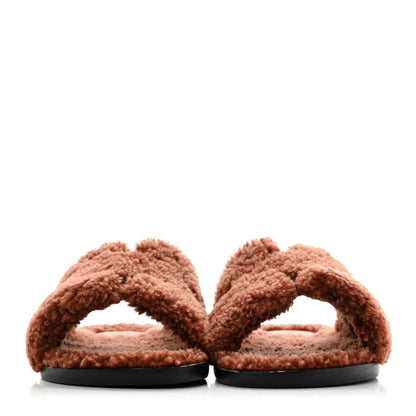 Hermes Woolskin Mens Izmir Sandals 41 Cognac 3 of 9