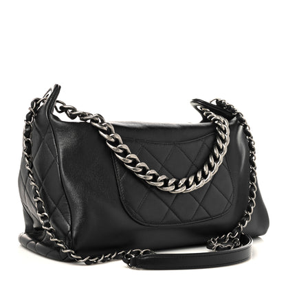 Chanel Calfskin Chain 20s Signature Hobo Black 2 of 9