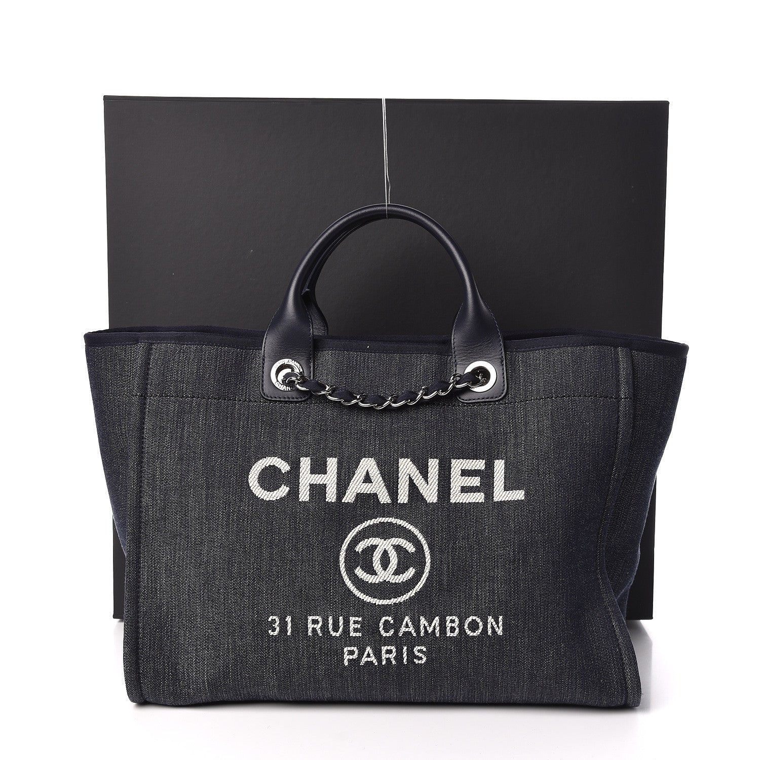 Chanel Denim Large Deauville Tote Dark Blue 11 of 11