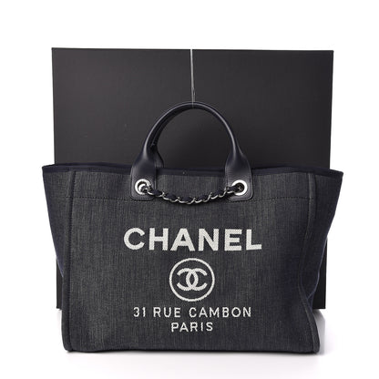 Chanel Denim Large Deauville Tote Dark Blue 11 of 11