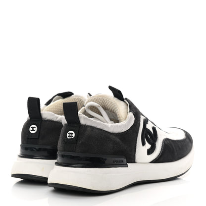 Chanel Nylon Suede Calfskin CC Sneakers 36 White Dark Grey 4 of 11