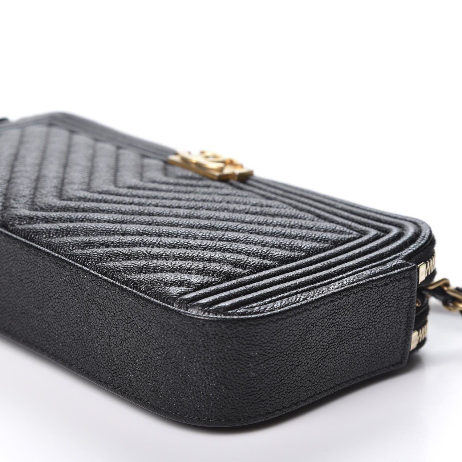 Chanel Caviar Chevron Small Boy Clutch With Chain Black 7 of 12