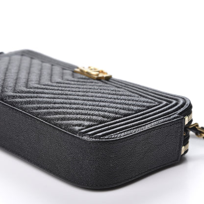Chanel Caviar Chevron Small Boy Clutch With Chain Black 7 of 12