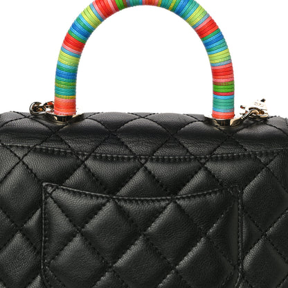 Chanel Goatskin Quilted Rainbow Extra Mini Coco Handle Flap Black 11 of 12