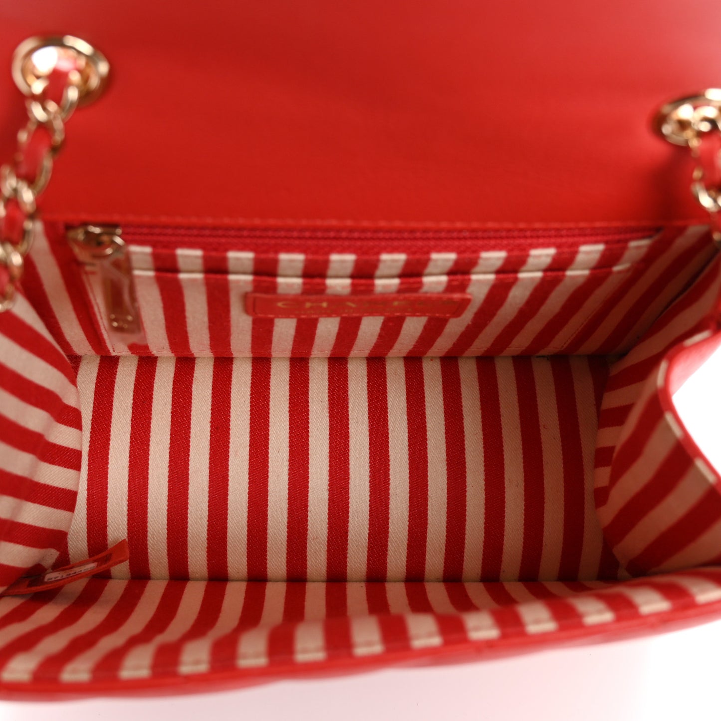Calfskin Quilted Chevron Small Envelope Flap Red