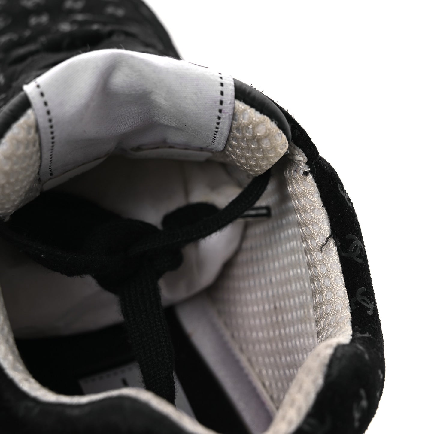 Suede Calfskin Printed CC Sneakers 38.5 Black