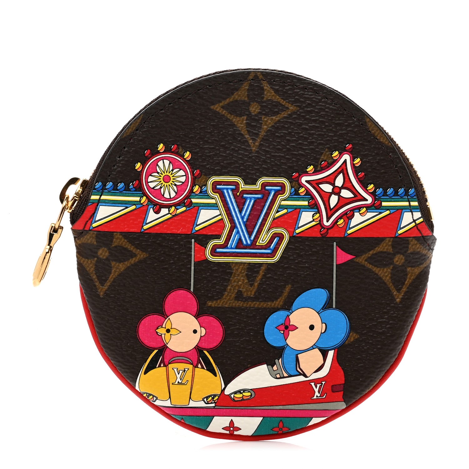 Louis Vuitton Monogram 2020 Christmas Animation Bumper Cars Round Coin Purse Coquelicot 1 of 7