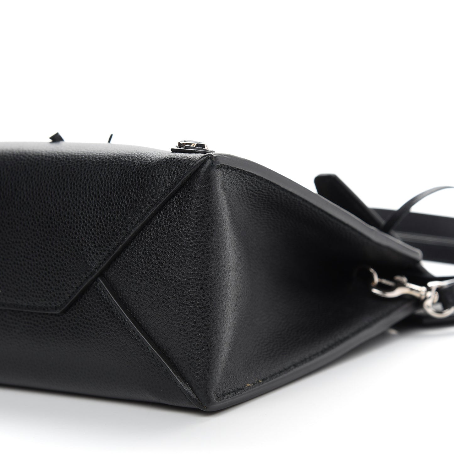 Grained Calfskin Papier Mini Flap Tote Black