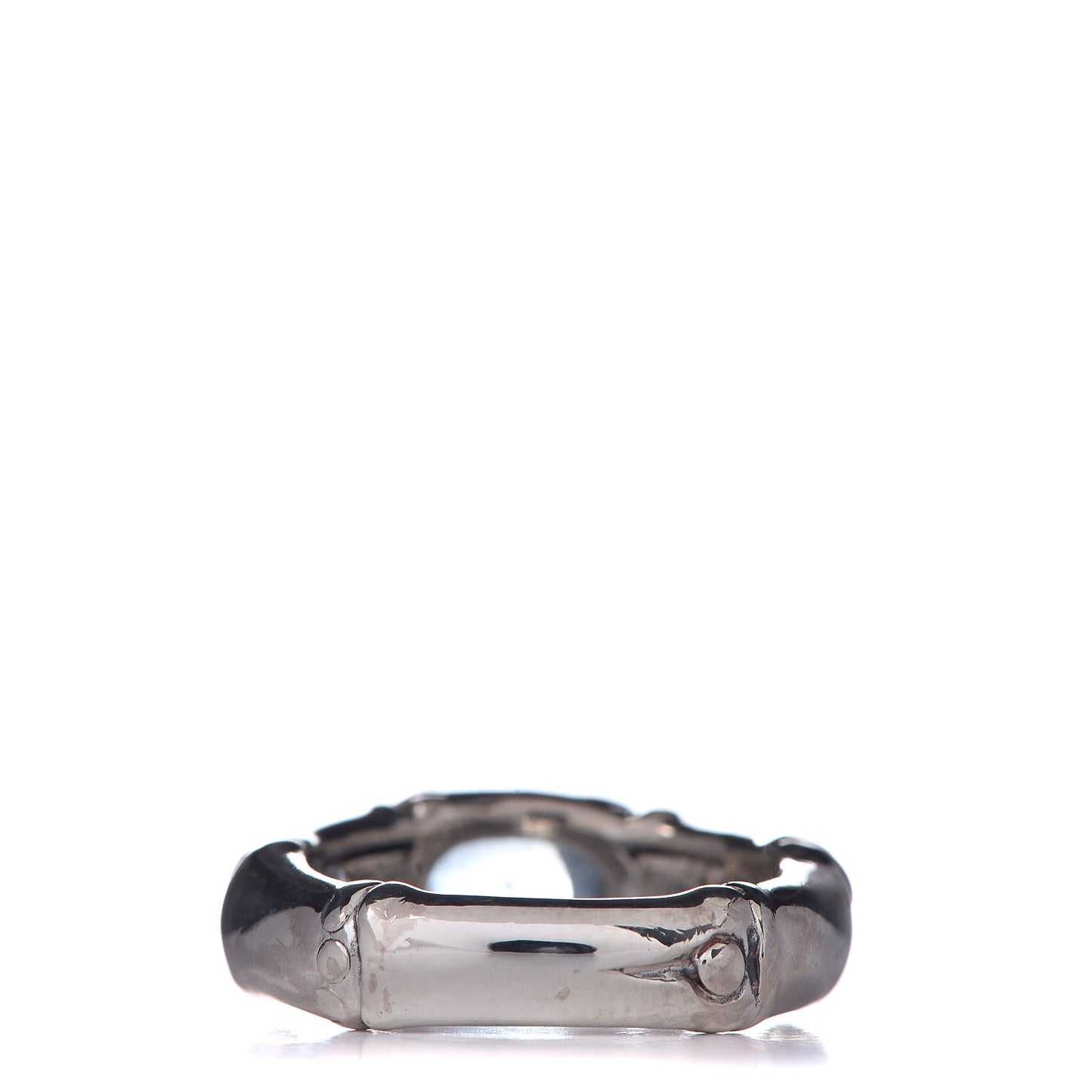 Sterling Silver 18K Yellow Gold Blue Topaz Bamboo Band Ring 51 5.75