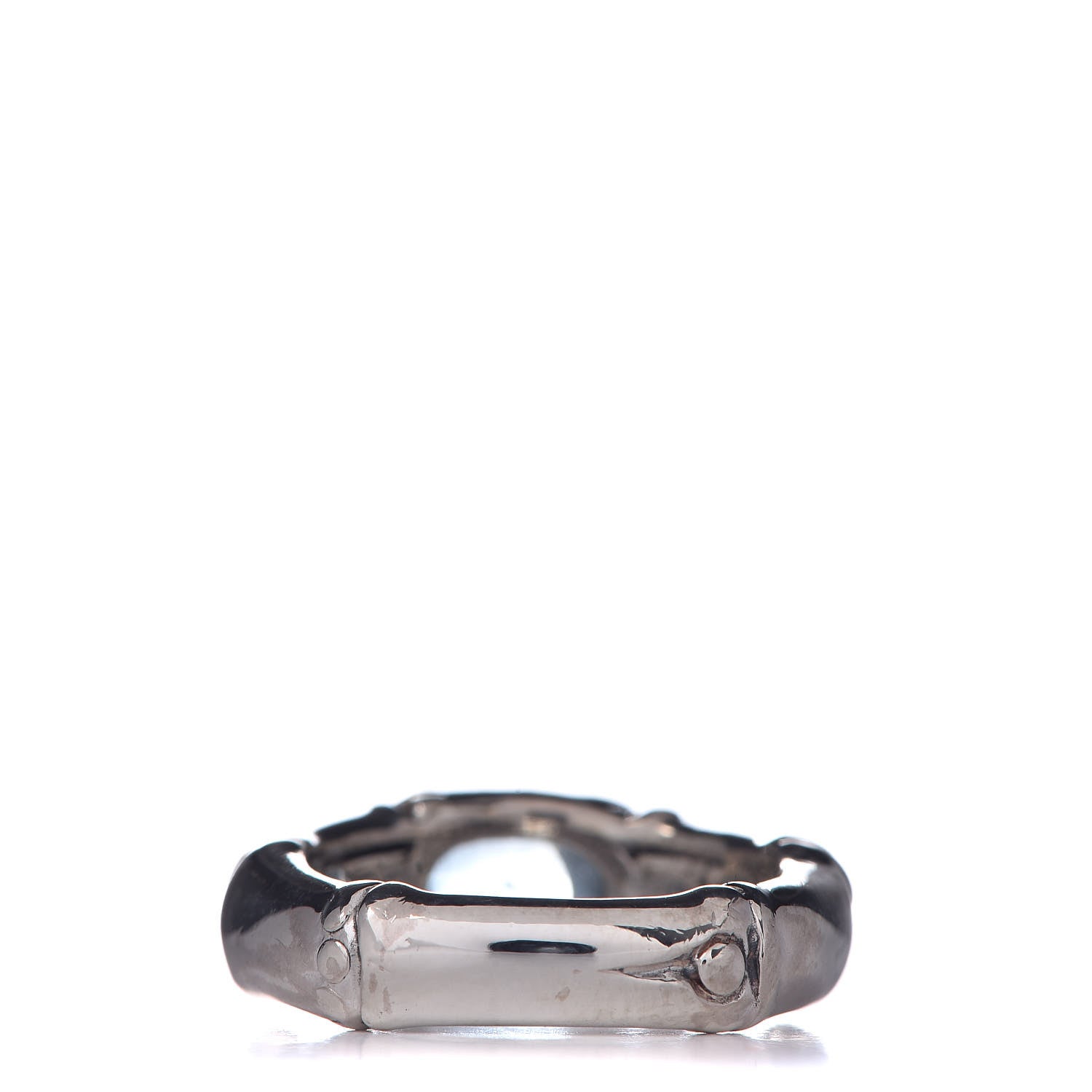 John Hardy Sterling Silver 18K Yellow Gold Blue Topaz Bamboo Band Ring 51 5.75 4 of 7