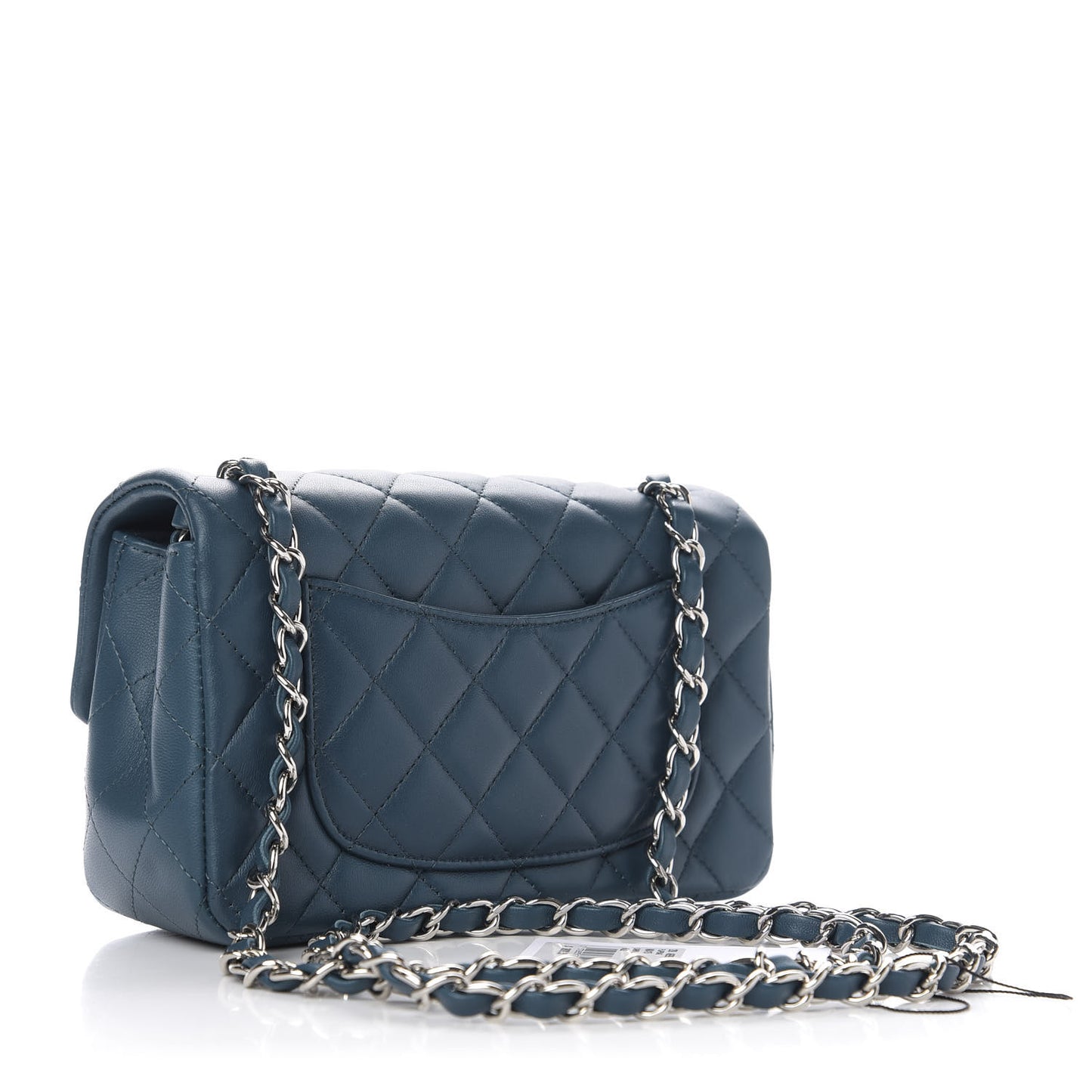 Lambskin Quilted Mini Rectangular Flap Dark Blue