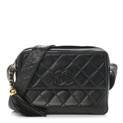 Chanel Lambskin Quilted Tassel Flap Camera Case Black 1 of 17