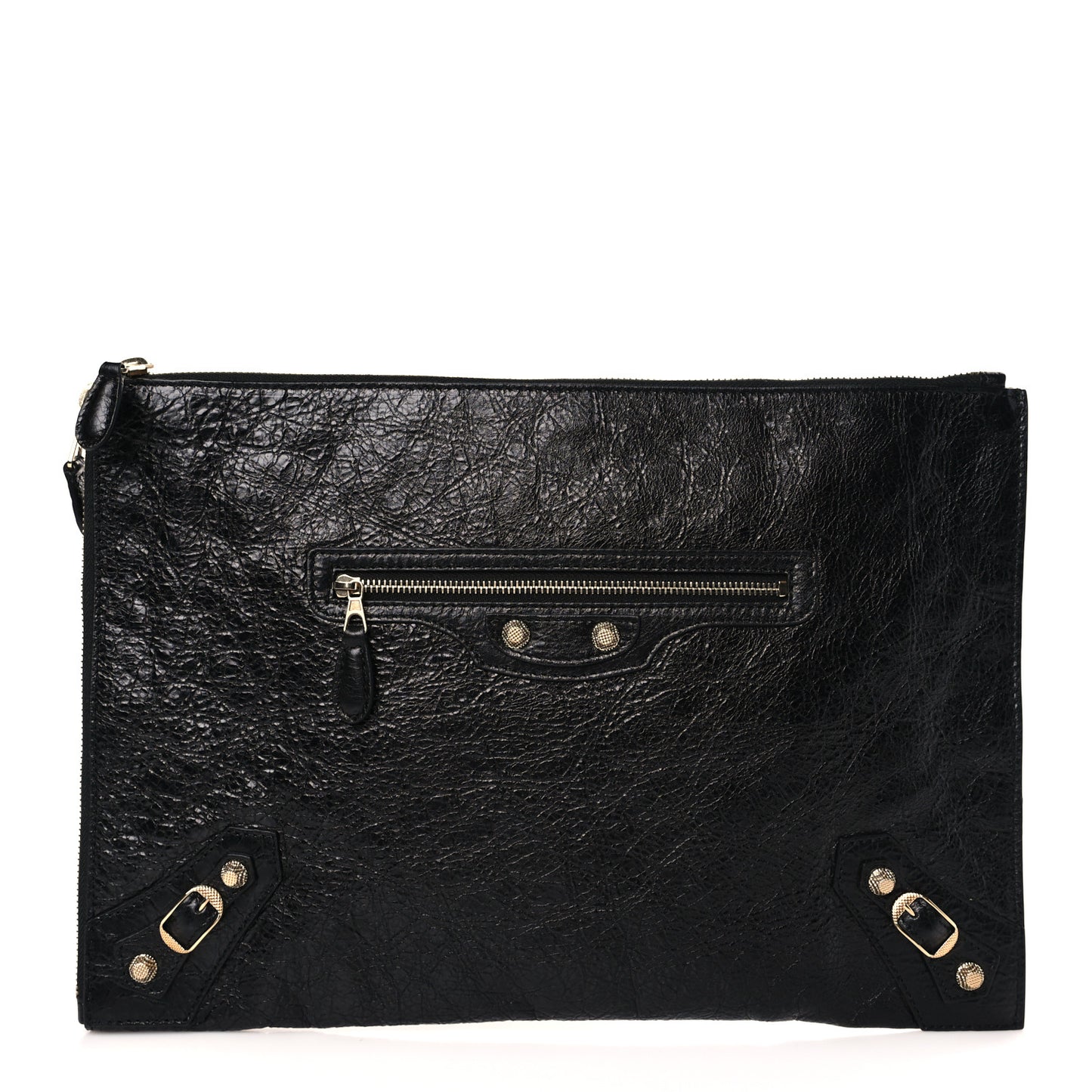 Agneau Giant 12 Gold Hardware Pouch Clutch Black