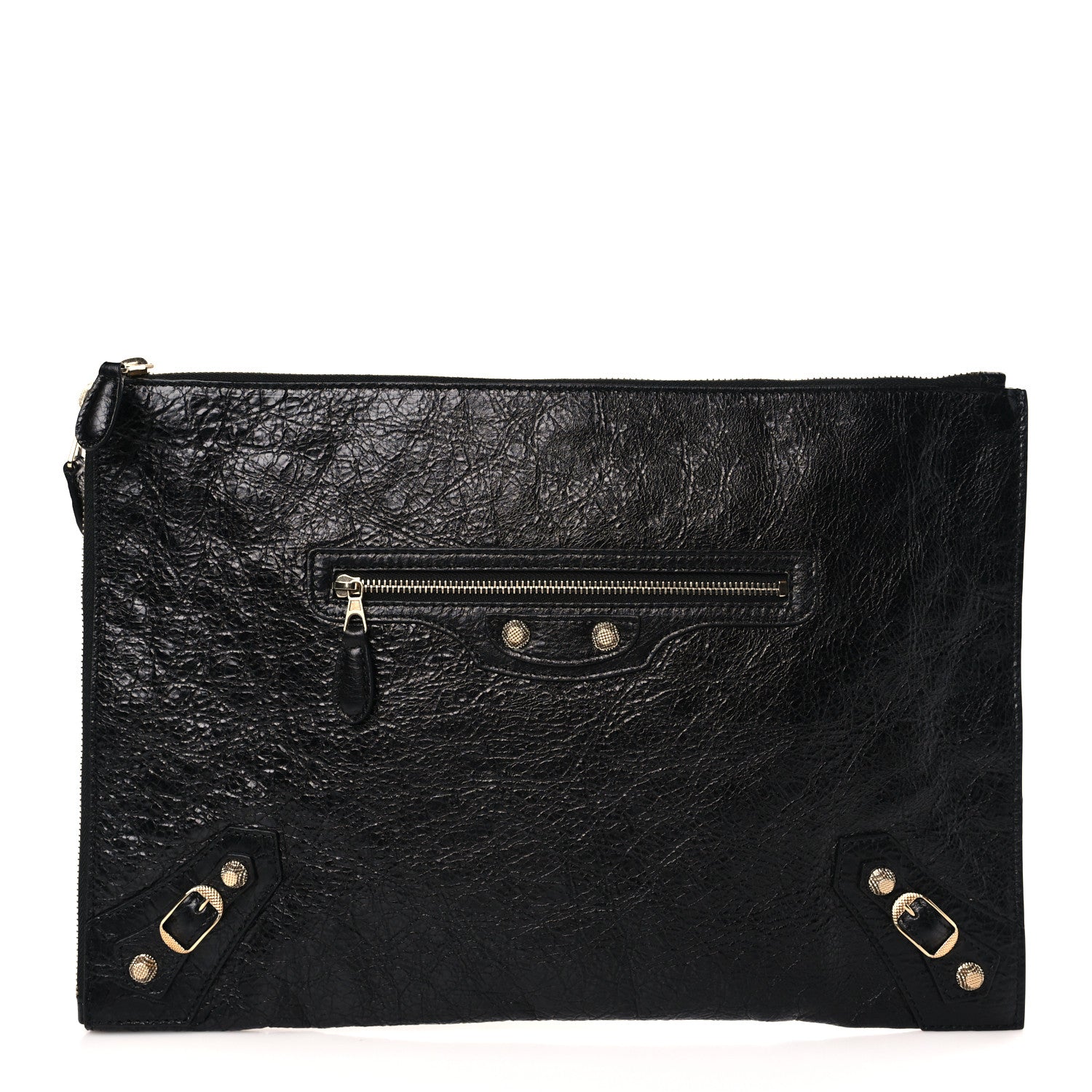 Balenciaga Agneau Giant 12 Gold Hardware Pouch Clutch Black 1 of 9