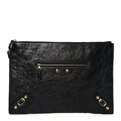 Balenciaga Agneau Giant 12 Gold Hardware Pouch Clutch Black 1 of 9