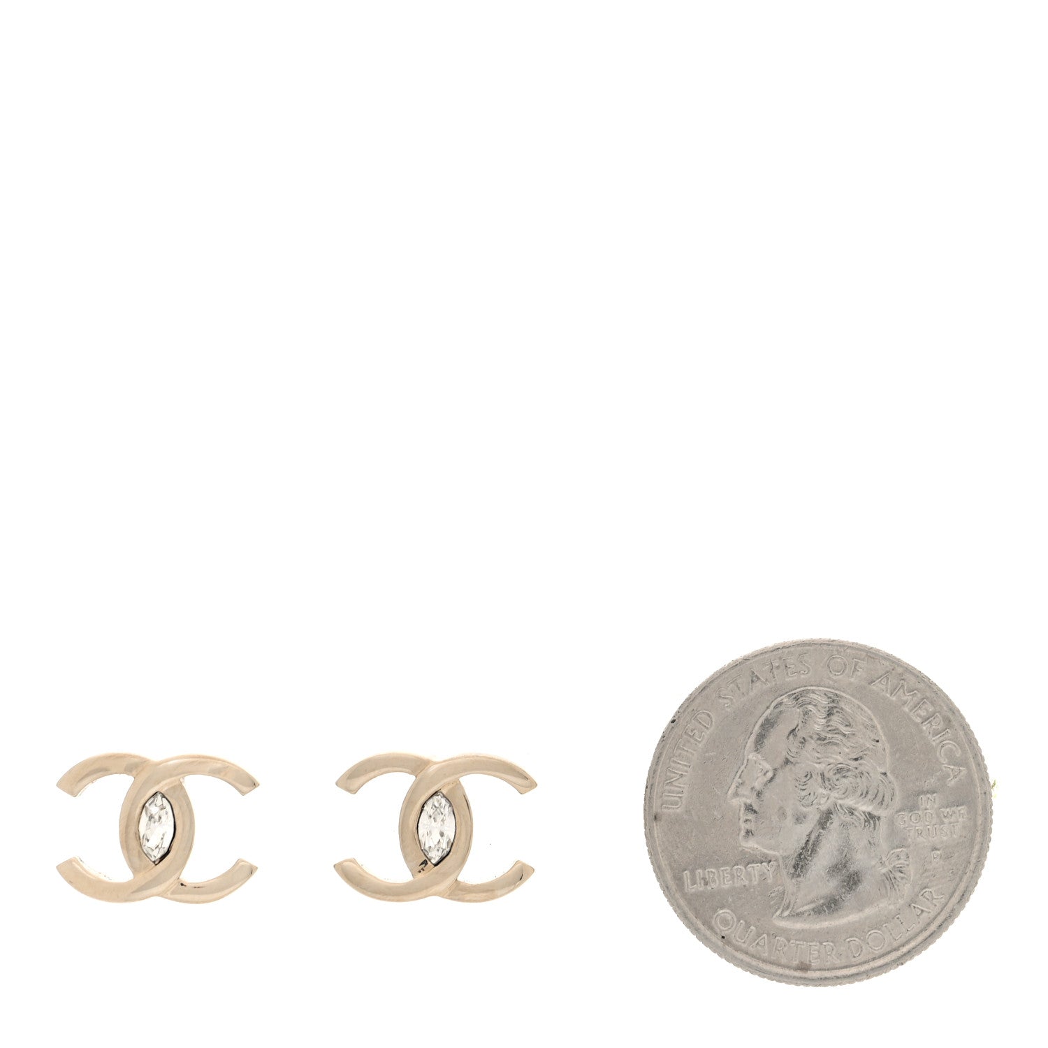 Chanel Metal Crystal CC Marquise Earrings Gold 2 of 5