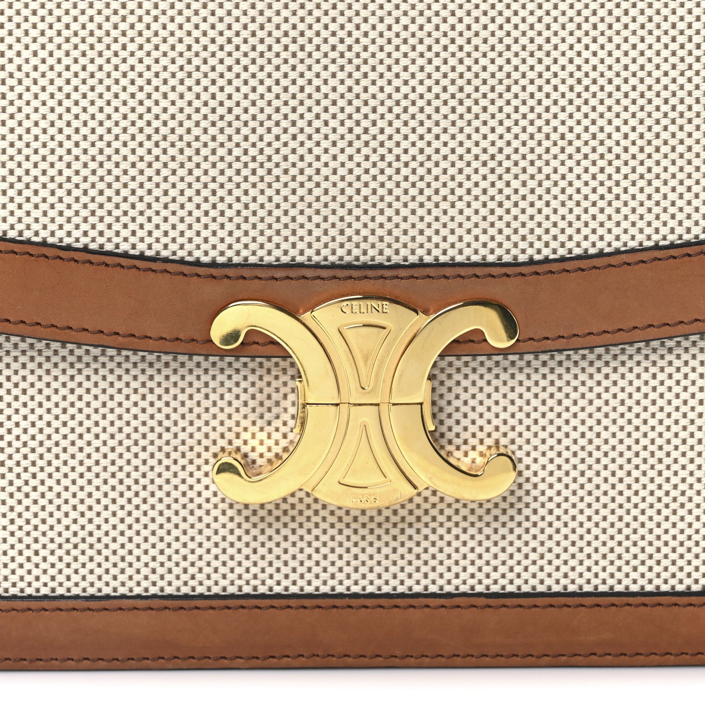 Canvas Calfskin Triomphe Medium Triomphe Bag Natural Tan