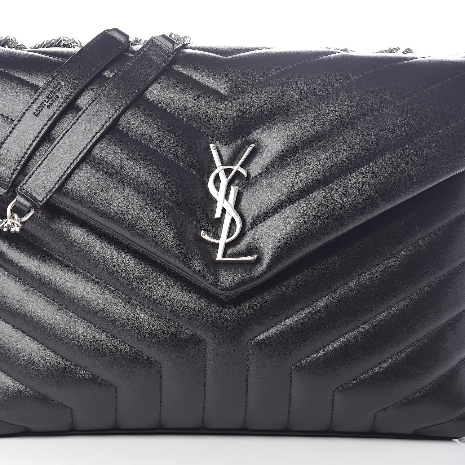 Saint Laurent Calfskin Y Quilted Monogram Medium Loulou Chain Satchel Black 8 of 10