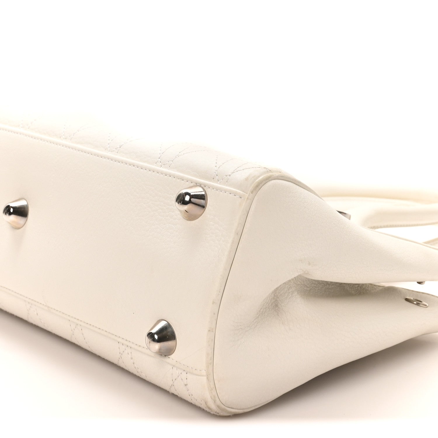 Christian Dior Calfskin Cannage D Buckle East West Tote White 8 of 10