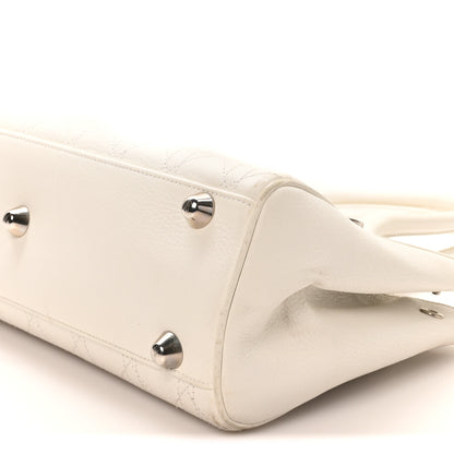 Christian Dior Calfskin Cannage D Buckle East West Tote White 8 of 10