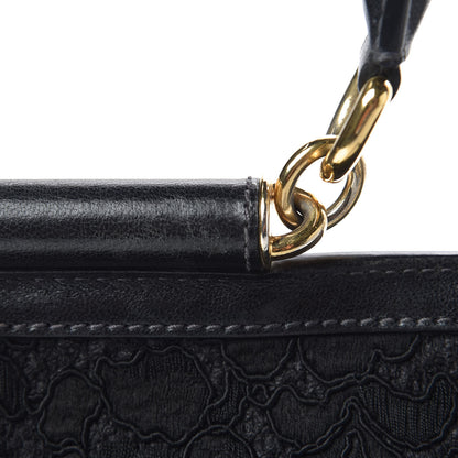 Dolce & Gabbana Calfskin Lace Large Miss Sicily Satchel Black 7 of 13