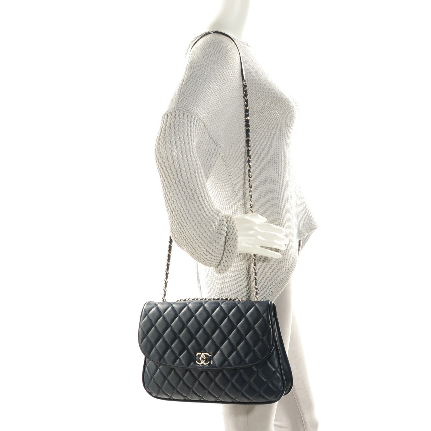 Chanel Lambskin Quilted Pagode Piping Flap Dark Navy Blue 2 of 8