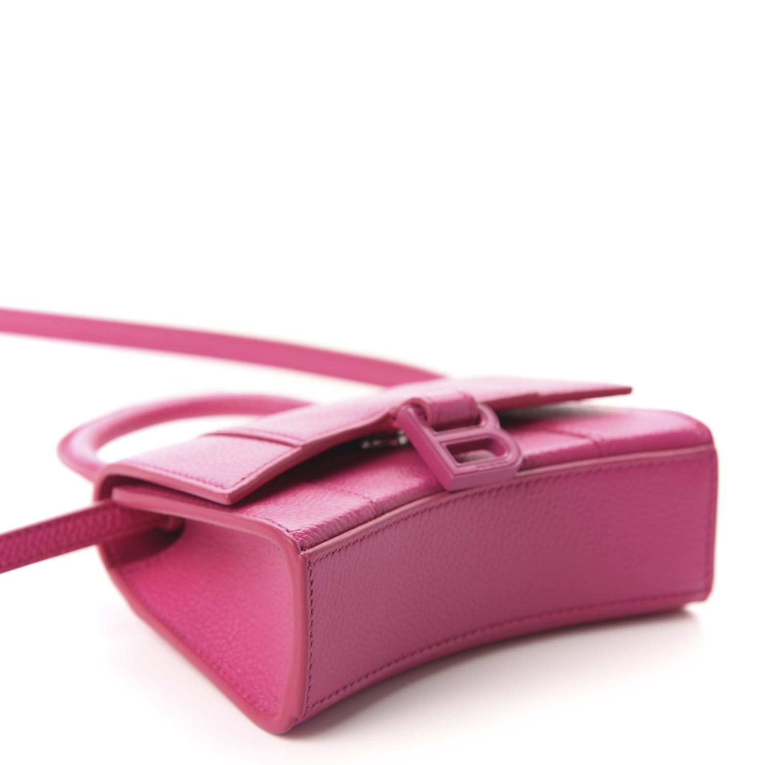 Balenciaga Grained Calfskin Tonal B Hourglass Top Handle Bag Mini Fuchsia 4 of 9