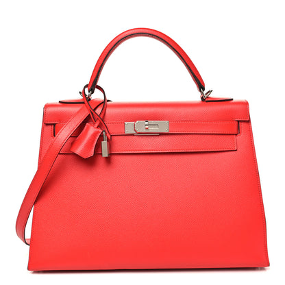 Hermes Epsom Kelly Sellier 32 Rouge Casaque 1 of 12