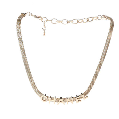 Chanel Mesh Logo Choker Necklace Gold 1 of 5