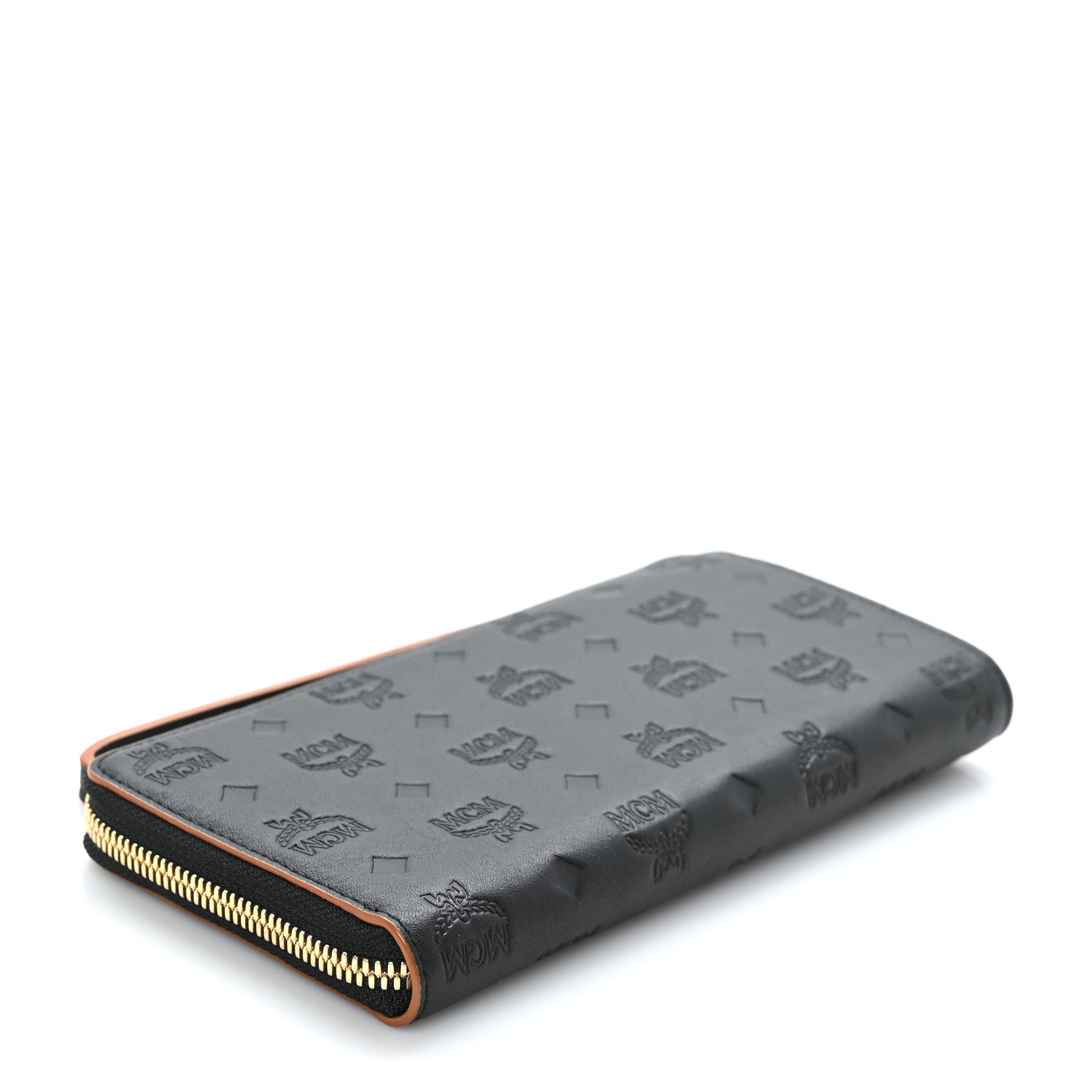 MCM Calfskin Ottomar Monogram Large Aren Zip Wallet Black 4 of 7