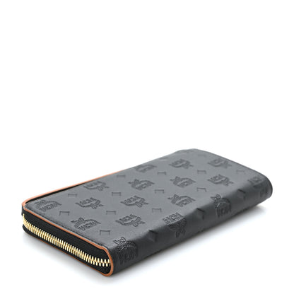 MCM Calfskin Ottomar Monogram Large Aren Zip Wallet Black 4 of 7