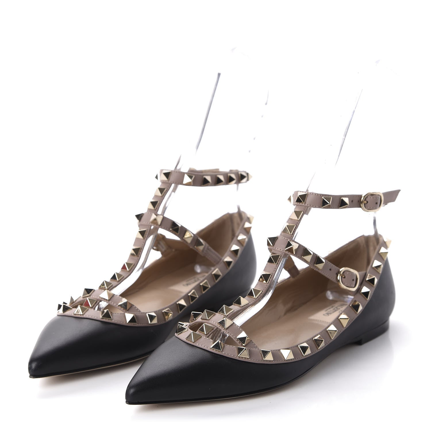 Valentino Garavani Nappa Rockstud Cage Ballerina Flats 36.5 Black Poudre 3 of 9