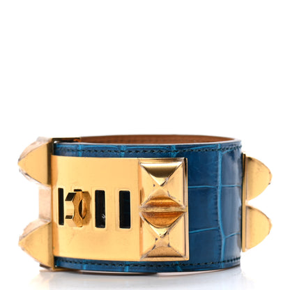 Hermes Shiny Alligator Collier De Chien CDC Bracelet S Bleu Izmir 3 of 6