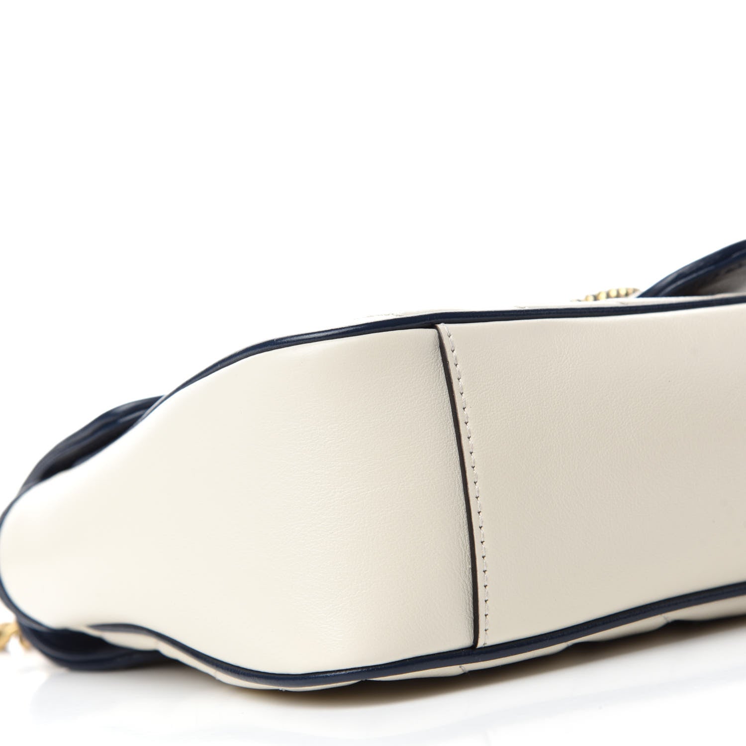 Gucci Vintage Effect Calfskin Matelasse Diagonal Small Torchon GG Marmont Shoulder Bag Mystic White Blue Agata 6 of 12