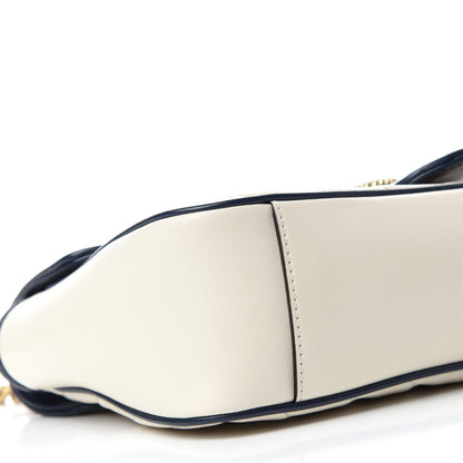 Gucci Vintage Effect Calfskin Matelasse Diagonal Small Torchon GG Marmont Shoulder Bag Mystic White Blue Agata 6 of 12