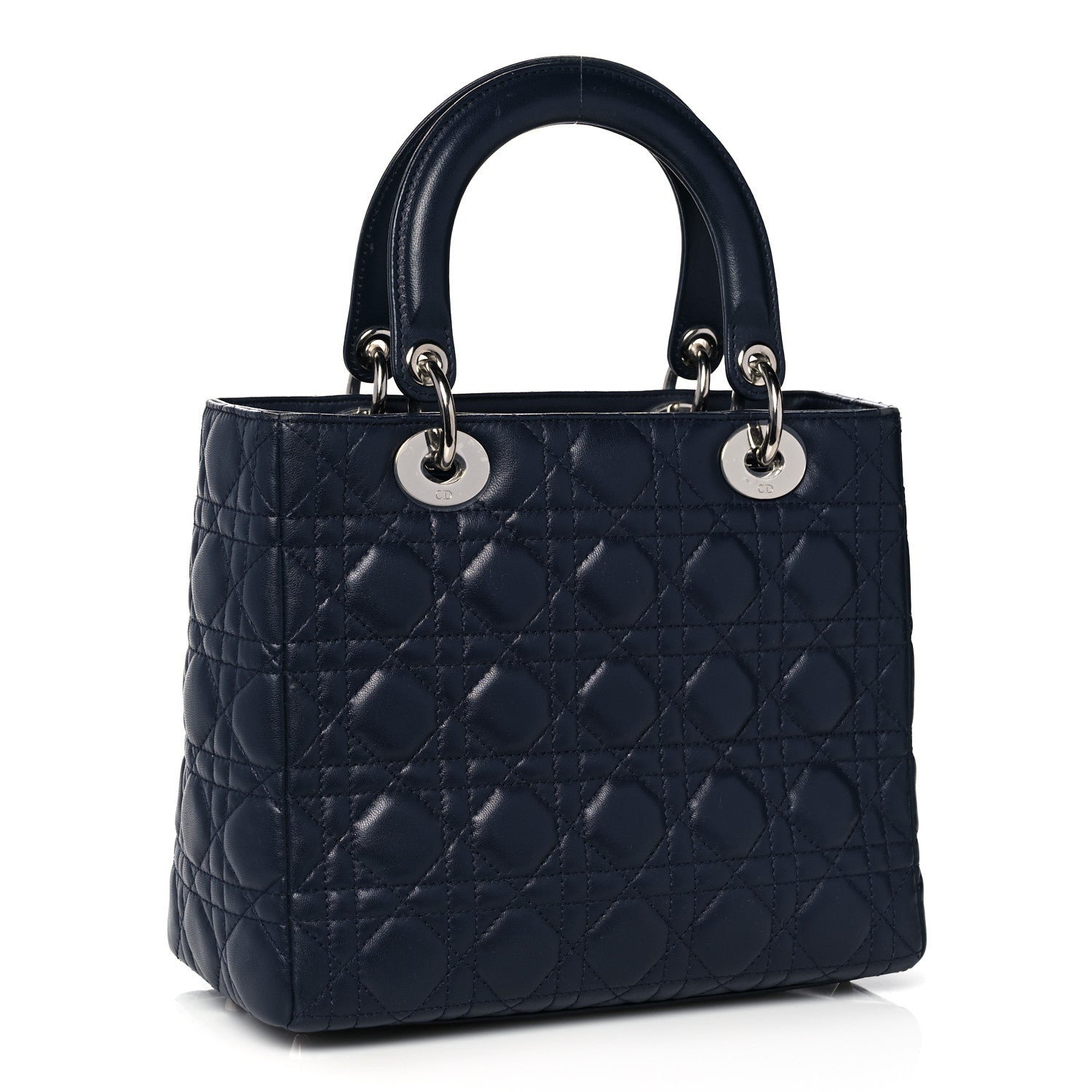Christian Dior Lambskin Cannage Medium Lady Dior Navy Blue 2 of 13