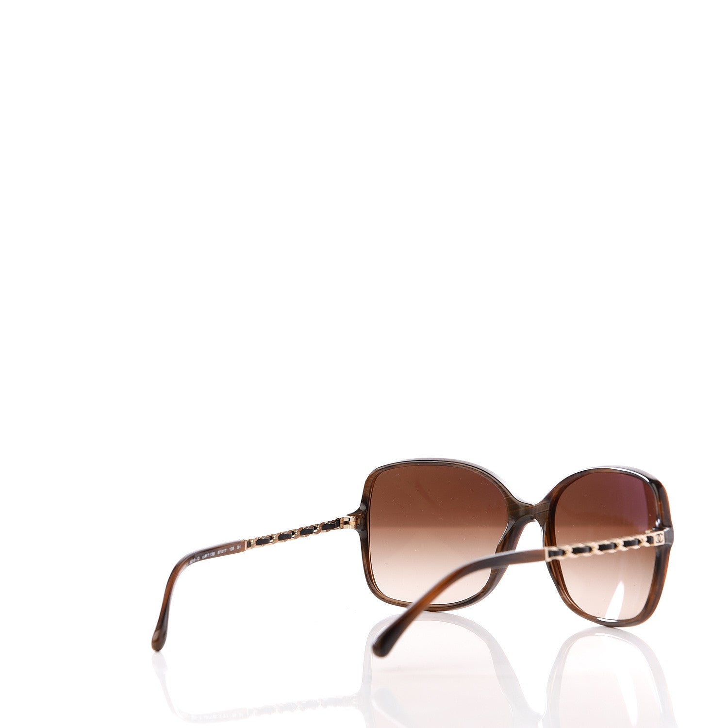 Chanel Acetate Metal Lambskin Chain Square Sunglasses 5210-Q Brown 3 of 7