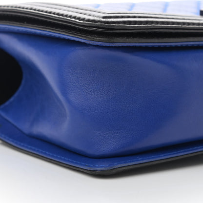 Chanel Lambskin Quilted Bi-Color Medium Boy Flap Black Blue Fonce 9 of 17