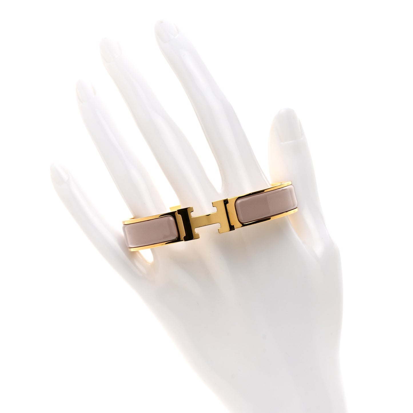 Enamel Narrow Clic Clac H Bracelet PM Marron Glace