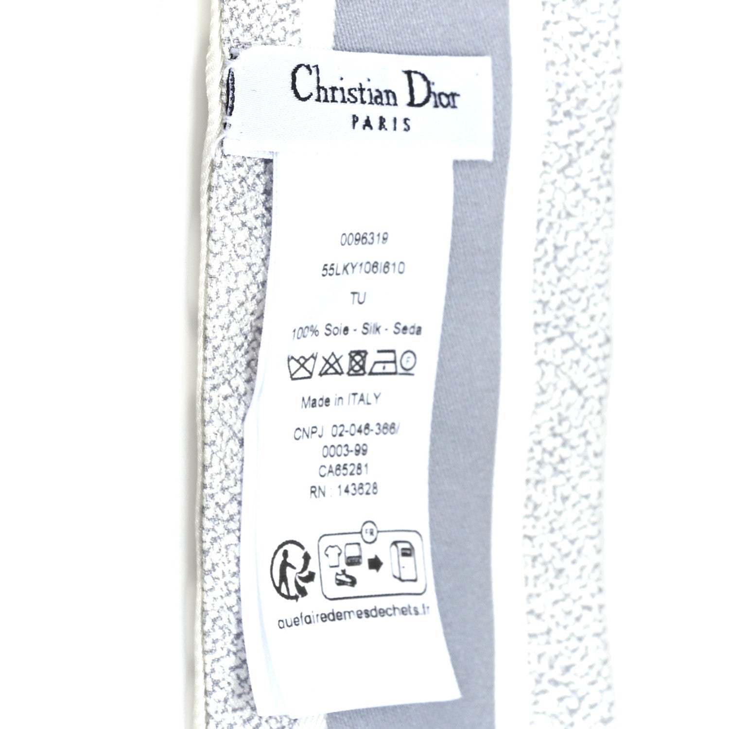 Christian Dior Silk Mitzah Scarf Grey White 3 of 3